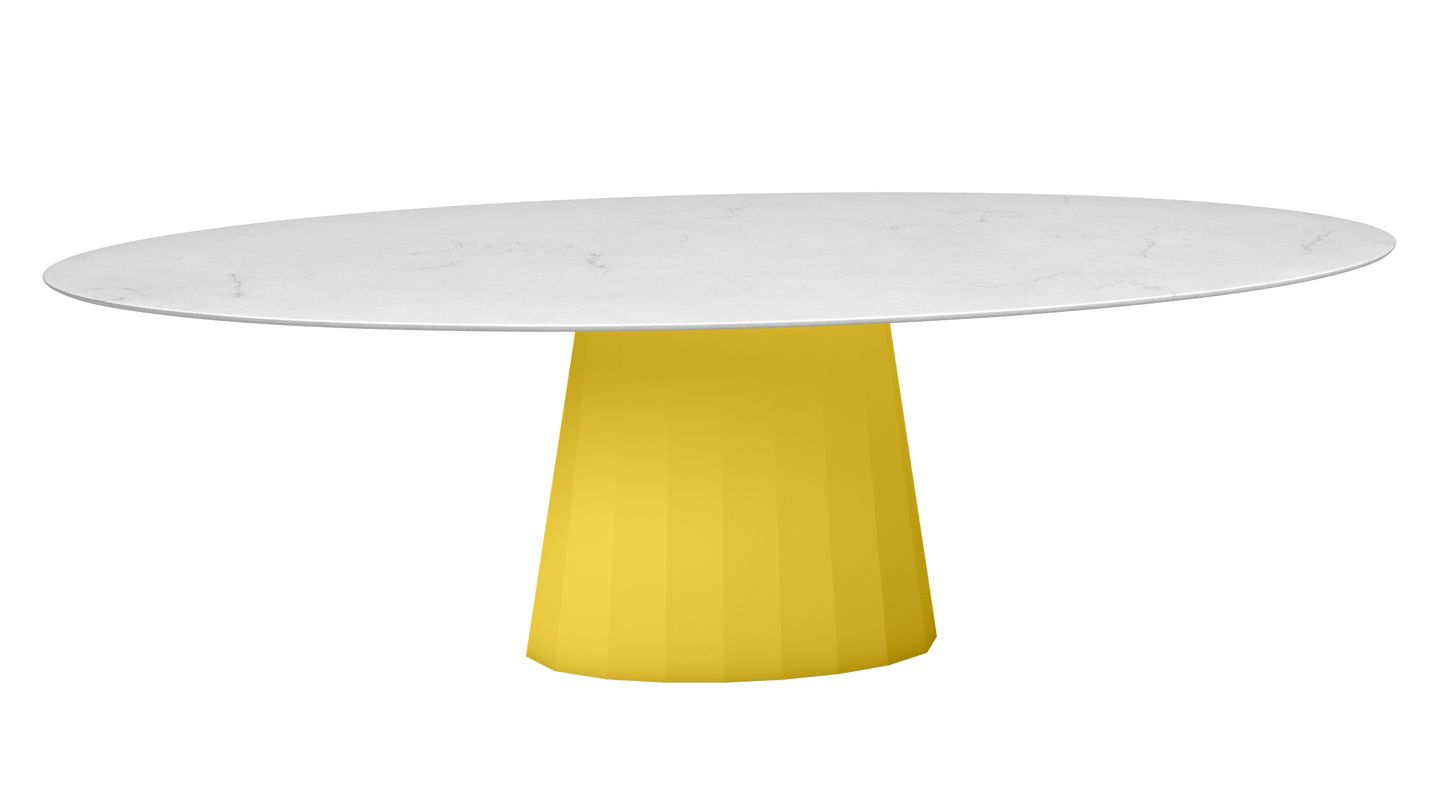 Table ovale en marbre et pied conique en métal Ankara - MATIERE GRISE - La Maison MilanaiseANKARACARRARE57Poussin 014200cmx100cmxH75.6cm