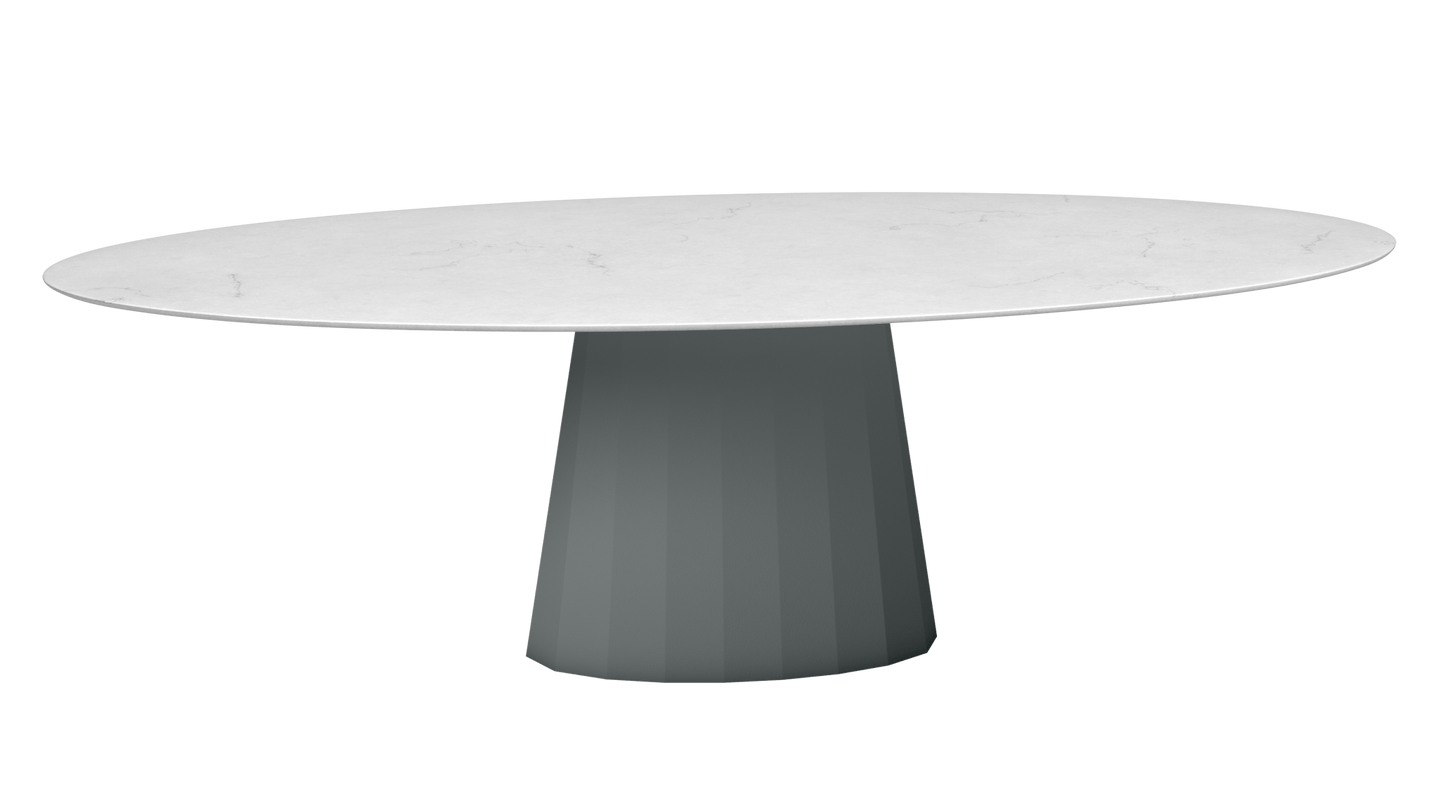 Table ovale en marbre et pied conique en métal Ankara - MATIERE GRISE - La Maison MilanaiseANKARACARRARE7Orage 221200cmx100cmxH75.6cm