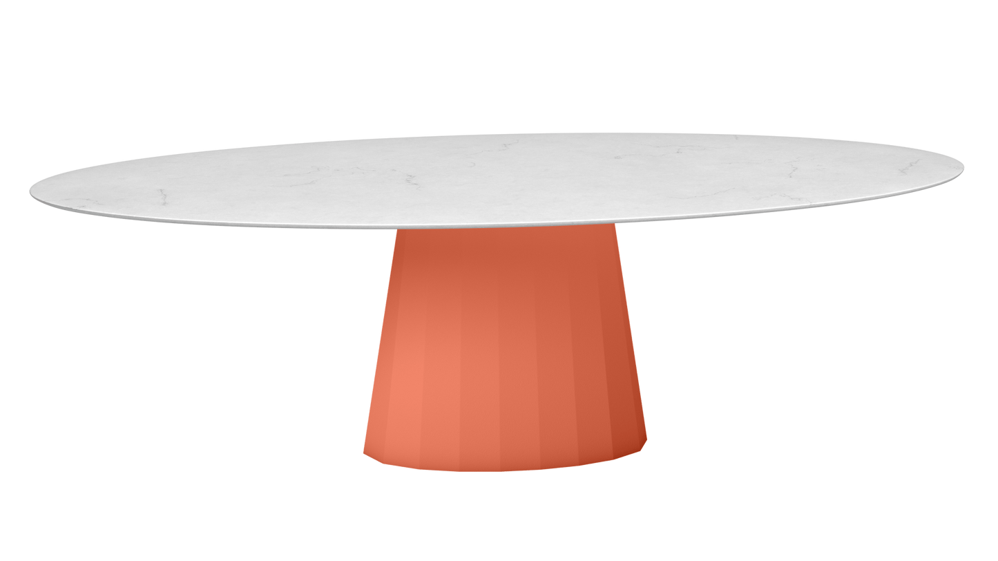 Table ovale en marbre et pied conique en métal Ankara - MATIERE GRISE - La Maison MilanaiseANKARACARRARE33Orange givré 144200cmx100cmxH75.6cm