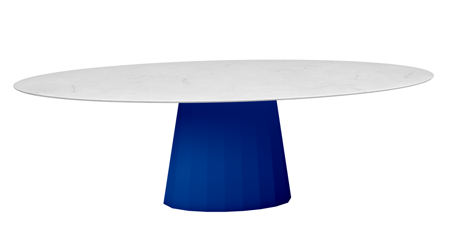 Table ovale en marbre et pied conique en métal Ankara - MATIERE GRISE - La Maison MilanaiseANKARACARRARE43Bleu pur 112200cmx100cmxH75.6cm