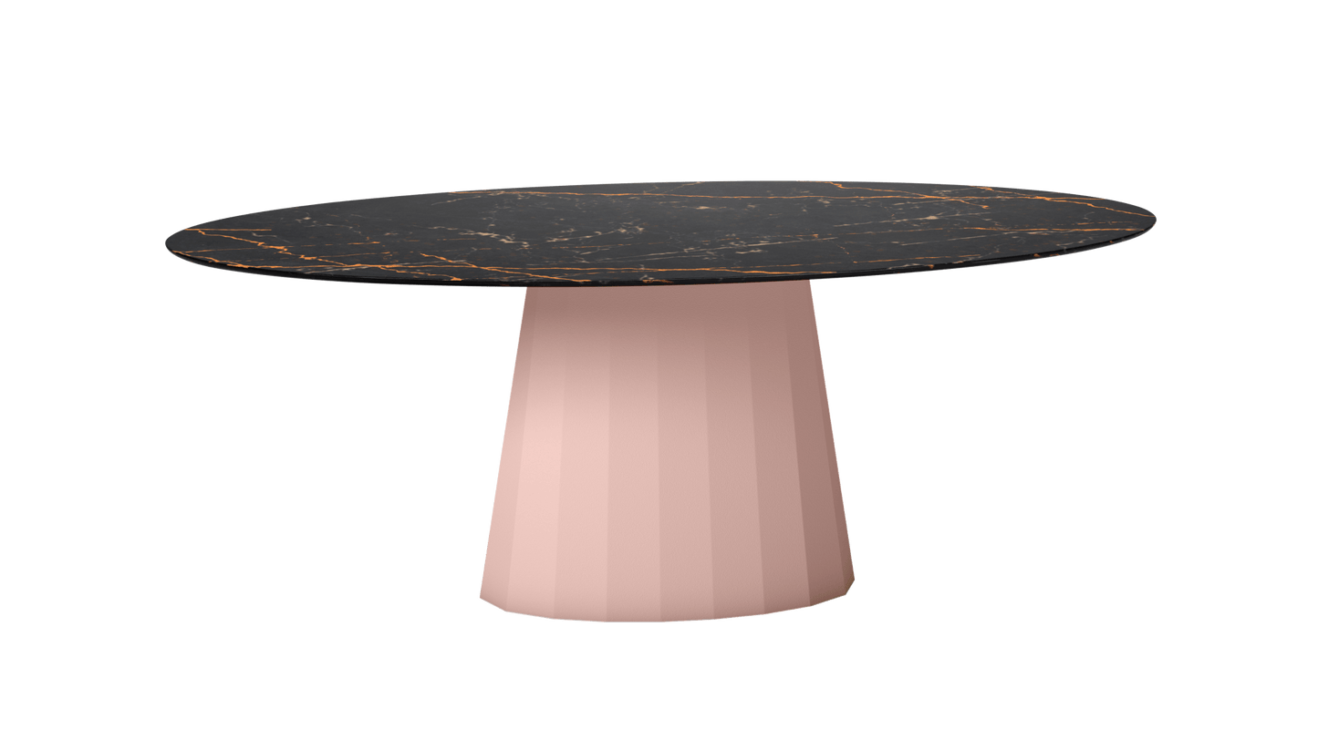 Table ovale en marbre et pied conique en métal Ankara - MATIERE GRISE - La Maison MilanaiseANKARASTLAURENTOVALE27Baby pink 162200cmx100cmxH75.6cm