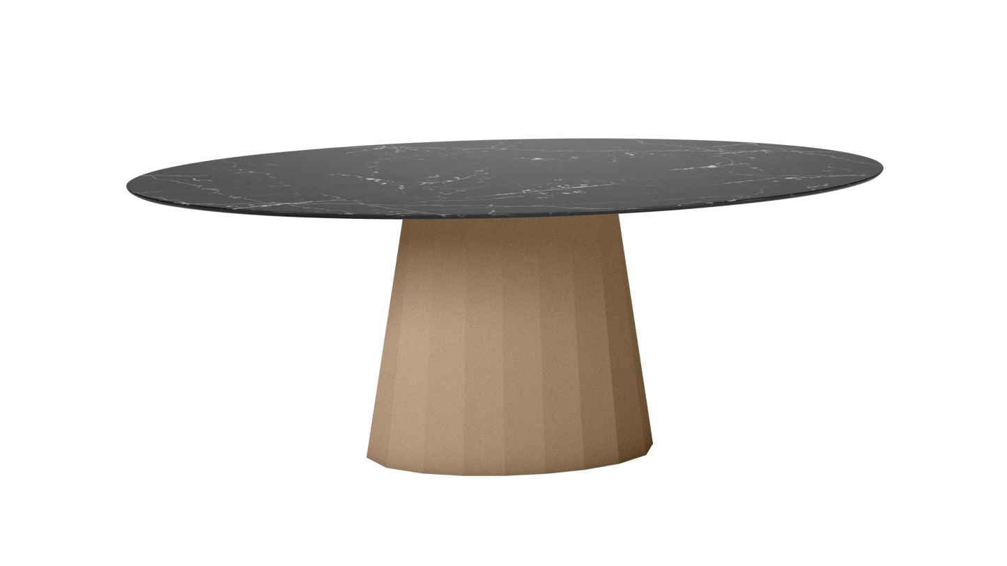 Table ovale en marbre et pied conique en métal Ankara - MATIERE GRISE - La Maison MilanaiseANKARAMARQUINAOVALE21Sable 018200cmx100cmxH75.6cm