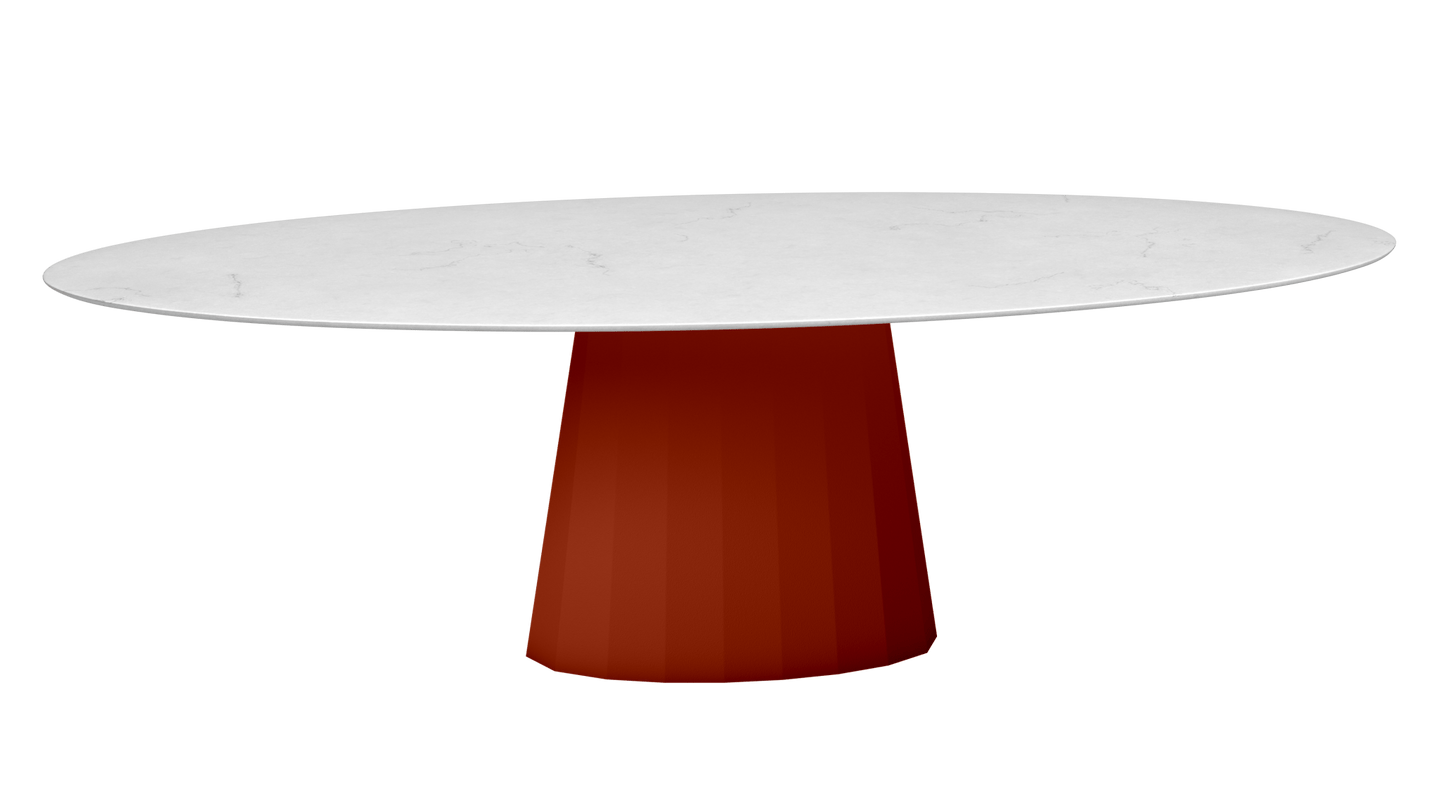 Table ovale en marbre et pied conique en métal Ankara - MATIERE GRISE - La Maison MilanaiseANKARACARRARE37Terracotta 142200cmx100cmxH75.6cm