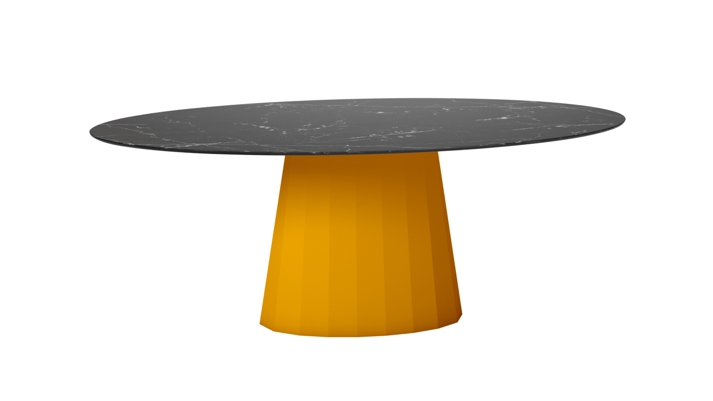 Table ovale en marbre et pied conique en métal Ankara - MATIERE GRISE - La Maison MilanaiseANKARAMARQUINAOVALE59Safran 131200cmx100cmxH75.6cm