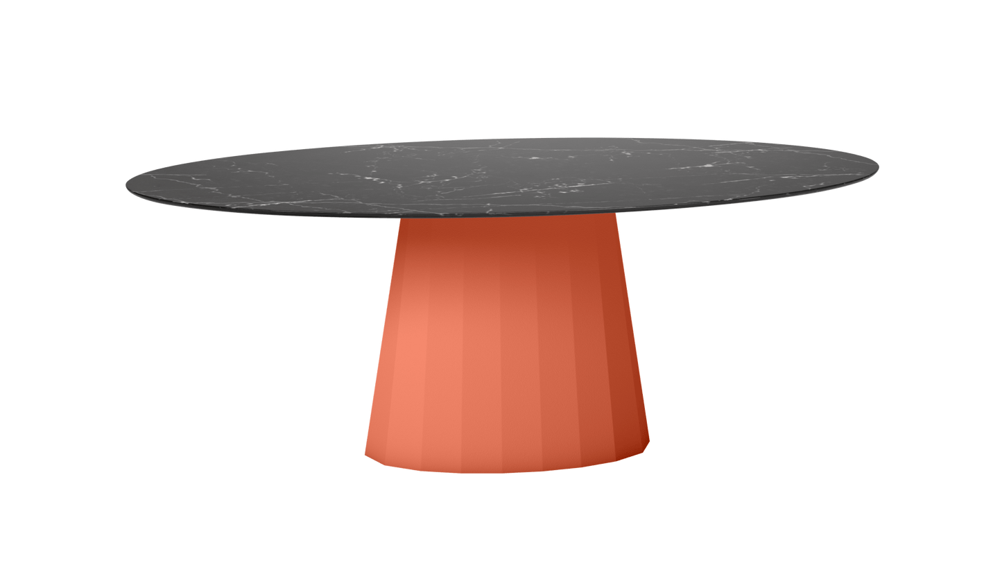 Table ovale en marbre et pied conique en métal Ankara - MATIERE GRISE - La Maison MilanaiseANKARAMARQUINAOVALE33Orange givré 144200cmx100cmxH75.6cm