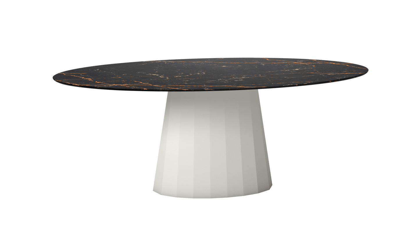 Table ovale en marbre et pied conique en métal Ankara - MATIERE GRISE - La Maison MilanaiseANKARASTLAURENTOVALE25Craie 023200cmx100cmxH75.6cm
