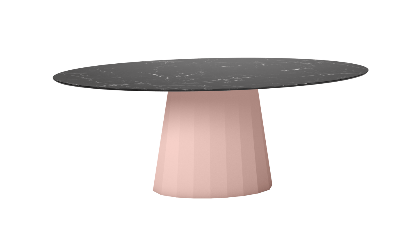 Table ovale en marbre et pied conique en métal Ankara - MATIERE GRISE - La Maison MilanaiseANKARAMARQUINAOVALE27Baby pink 162200cmx100cmxH75.6cm
