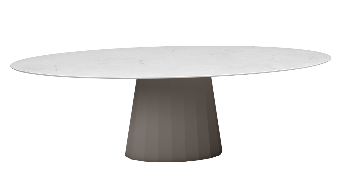 Table ovale en marbre et pied conique en métal Ankara - MATIERE GRISE - La Maison MilanaiseANKARACARRARE19Taupe 192200cmx100cmxH75.6cm