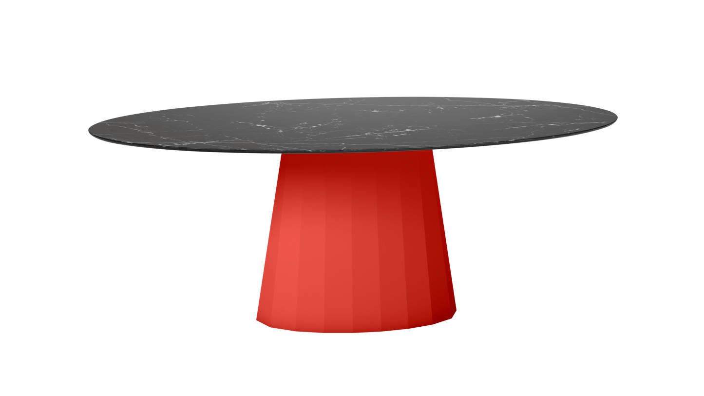 Table ovale en marbre et pied conique en métal Ankara - MATIERE GRISE - La Maison MilanaiseANKARAMARQUINAOVALE35Pêche 143200cmx100cmxH75.6cm