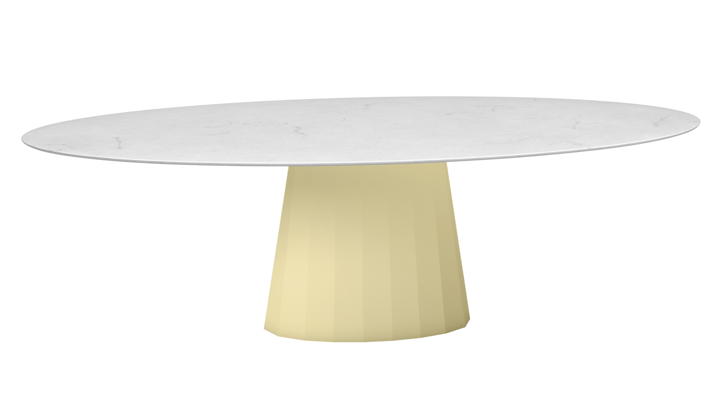 Table ovale en marbre et pied conique en métal Ankara - MATIERE GRISE - La Maison MilanaiseANKARACARRARE69Champagne 231200cmx100cmxH75.6cm