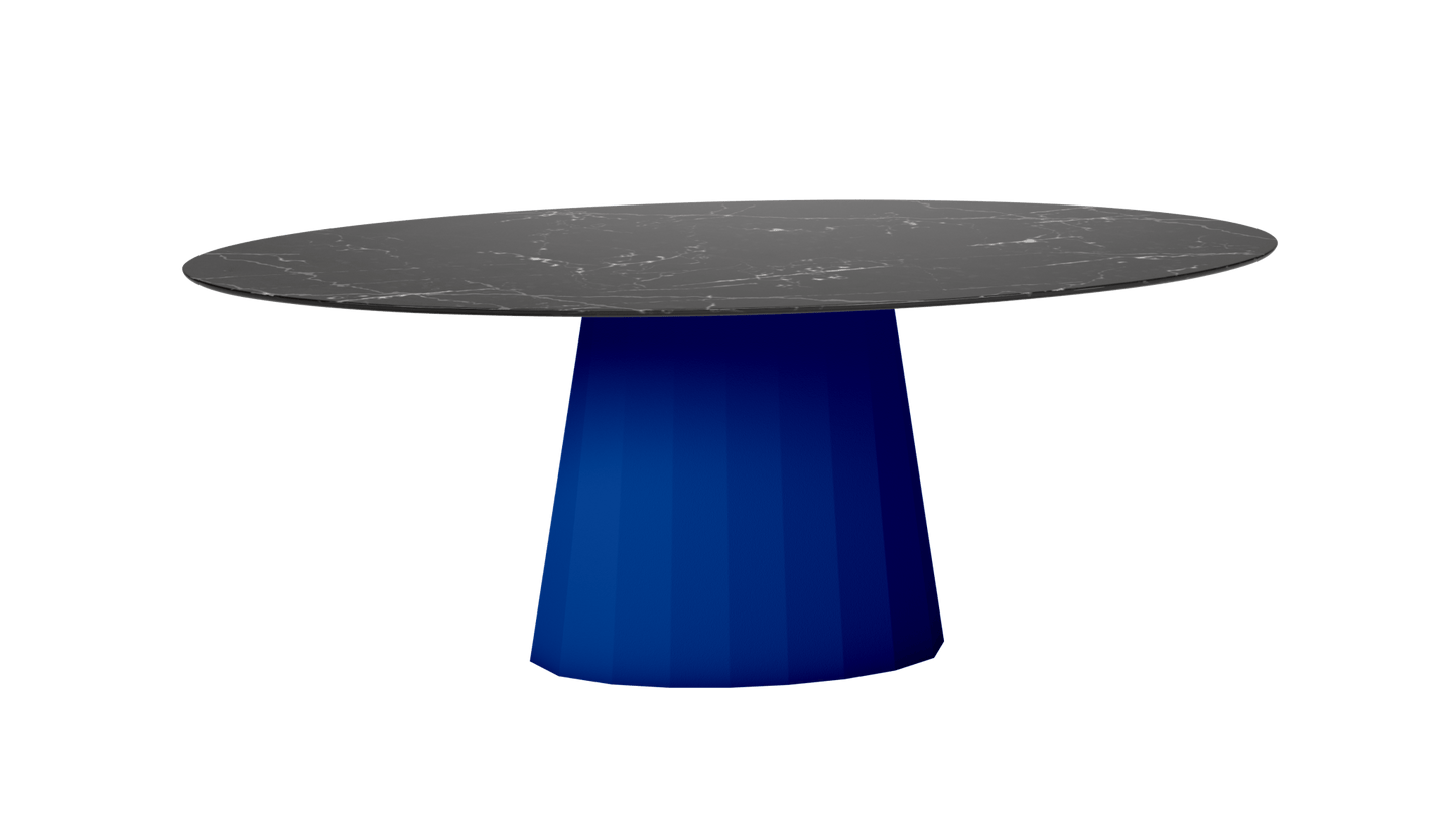 Table ovale en marbre et pied conique en métal Ankara - MATIERE GRISE - La Maison MilanaiseANKARAMARQUINAOVALE43Bleu pur 112200cmx100cmxH75.6cm