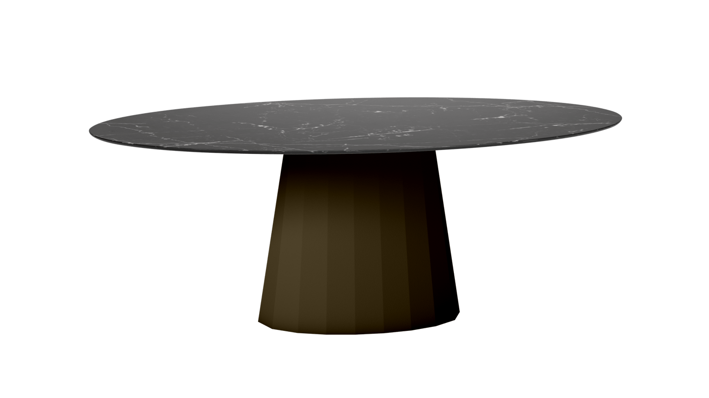 Table ovale en marbre et pied conique en métal Ankara - MATIERE GRISE - La Maison MilanaiseANKARAMARQUINAOVALE71Bronze 181200cmx100cmxH75.6cm