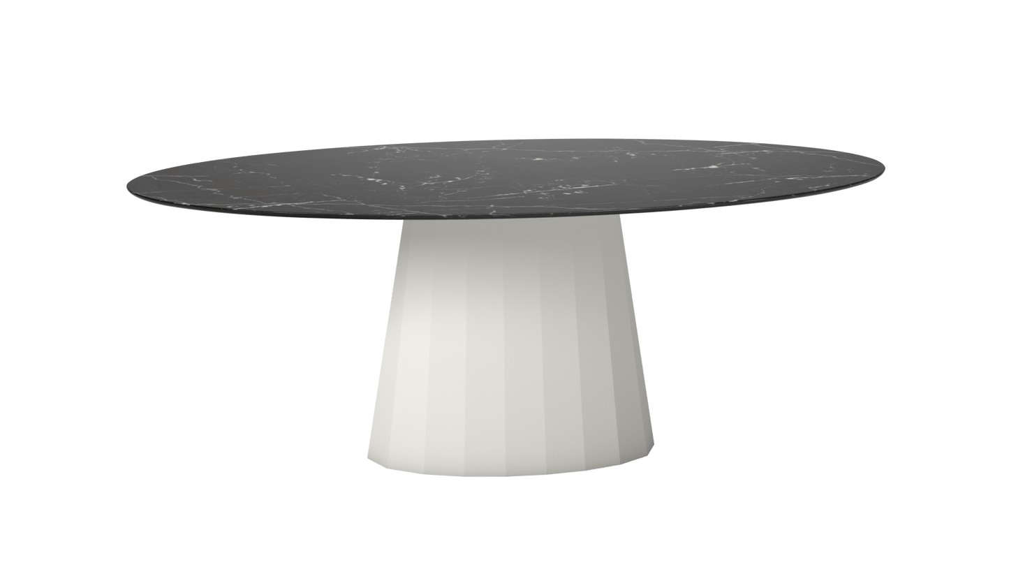 Table ovale en marbre et pied conique en métal Ankara - MATIERE GRISE - La Maison MilanaiseANKARAMARQUINAOVALE25Craie 023200cmx100cmxH75.6cm