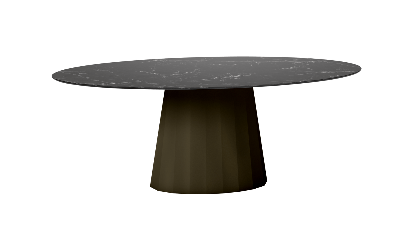 Table ovale en marbre et pied conique en métal Ankara - MATIERE GRISE - La Maison MilanaiseANKARAMARQUINAOVALE73Brut Vernis fumé 241200cmx100cmxH75.6cm