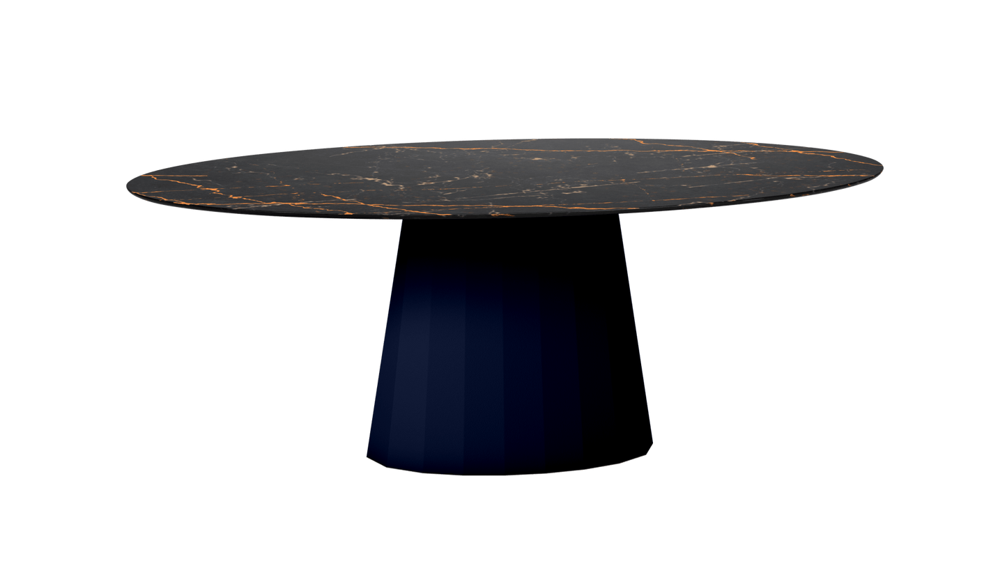 Table ovale en marbre et pied conique en métal Ankara - MATIERE GRISE - La Maison MilanaiseANKARASTLAURENTOVALE13Nuit 114200cmx100cmxH75.6cm