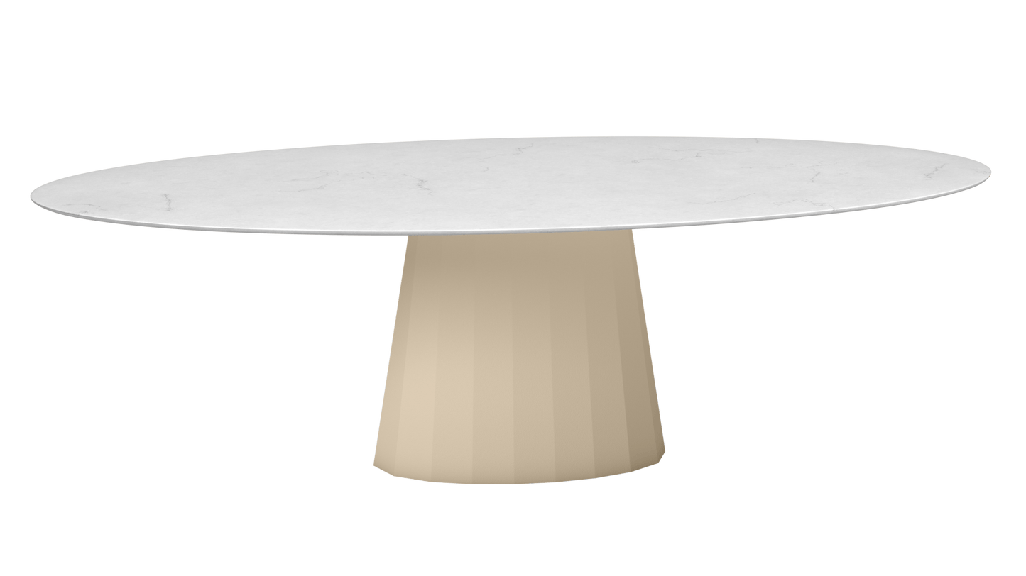 Table ovale en marbre et pied conique en métal Ankara - MATIERE GRISE - La Maison MilanaiseANKARACARRARE23Crème 190200cmx100cmxH75.6cm