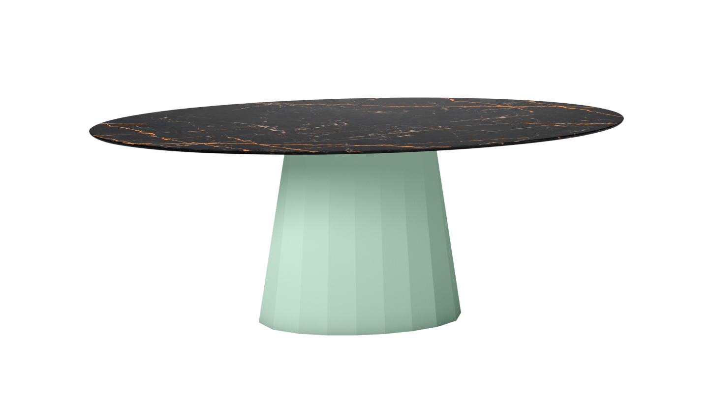 Table ovale en marbre et pied conique en métal Ankara - MATIERE GRISE - La Maison MilanaiseANKARASTLAURENTOVALE51Vert d'eau 120200cmx100cmxH75.6cm