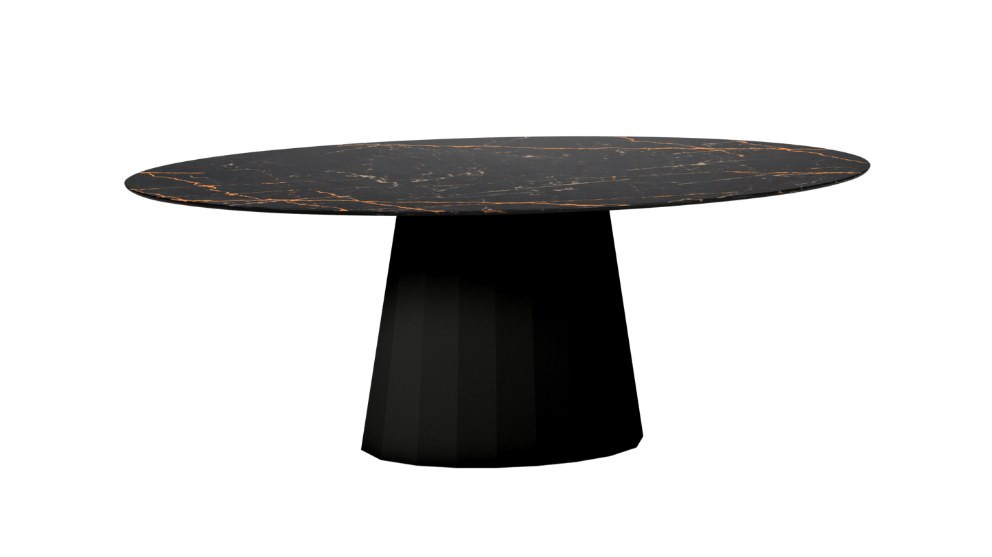 Table ovale en marbre et pied conique en métal Ankara - MATIERE GRISE - La Maison MilanaiseANKARASTLAURENTOVALE11Noir mat 031200cmx100cmxH75.6cm