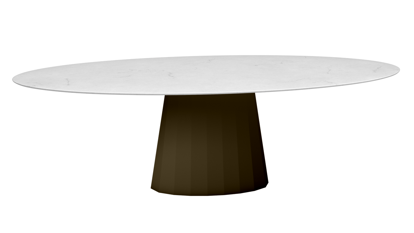 Table ovale en marbre et pied conique en métal Ankara - MATIERE GRISE - La Maison MilanaiseANKARACARRARE71Bronze 181200cmx100cmxH75.6cm