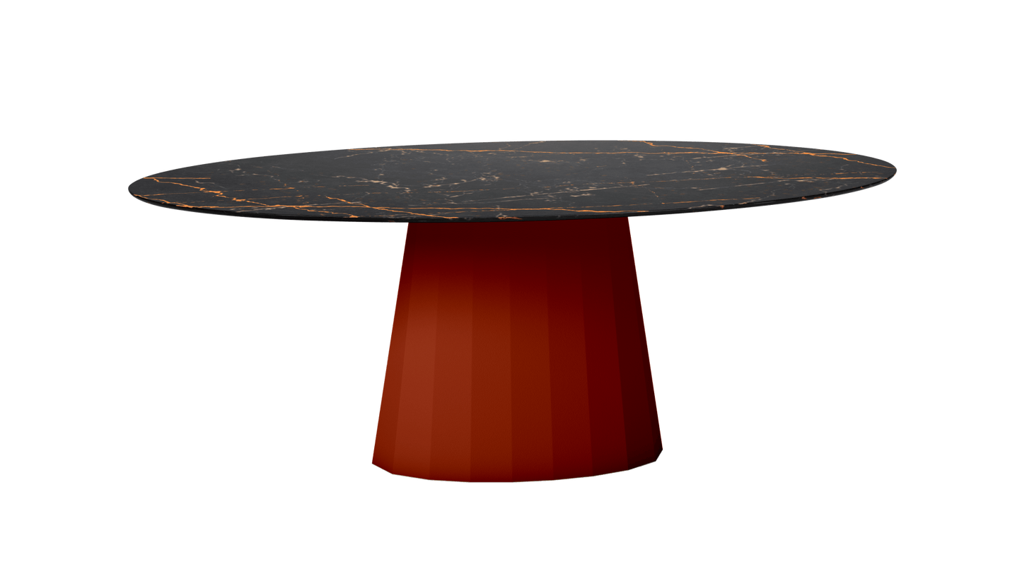 Table ovale en marbre et pied conique en métal Ankara - MATIERE GRISE - La Maison MilanaiseANKARASTLAURENTOVALE37Terracotta 142200cmx100cmxH75.6cm