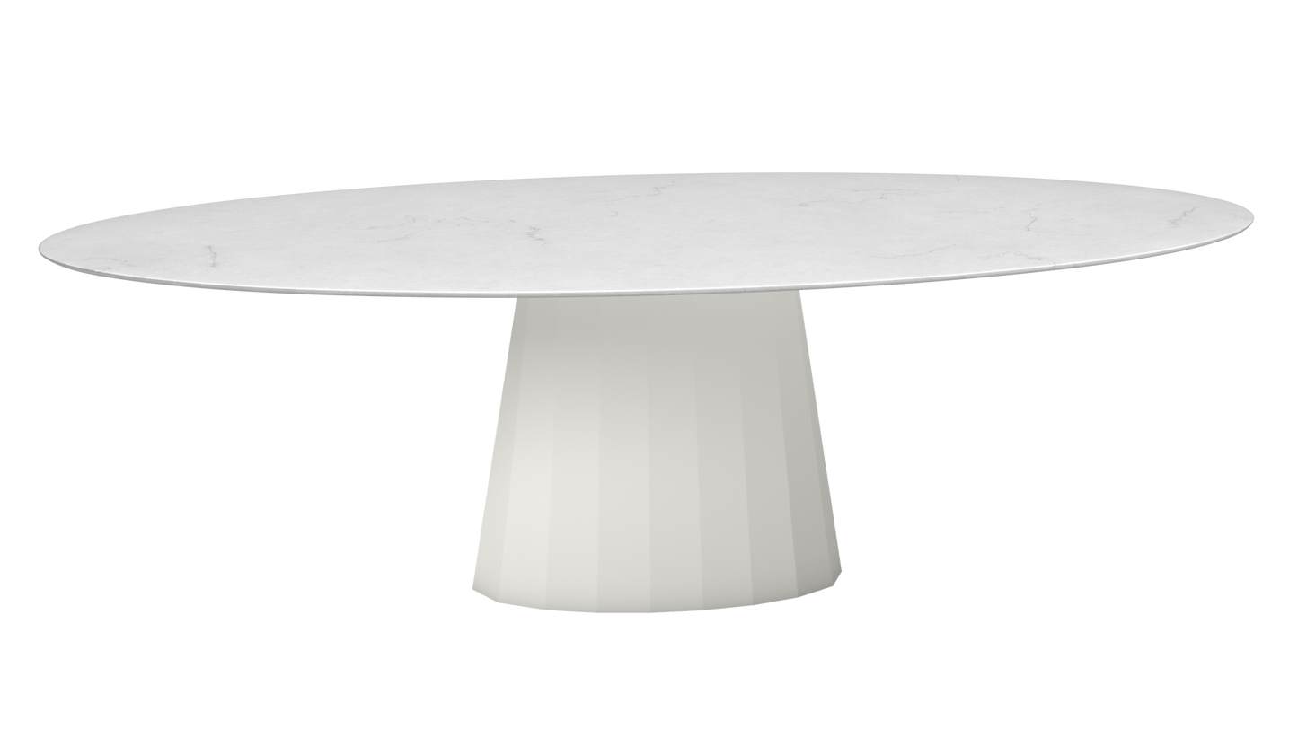 Table ovale en marbre et pied conique en métal Ankara - MATIERE GRISE - La Maison MilanaiseANKARACARRARE25Craie 023200cmx100cmxH75.6cm