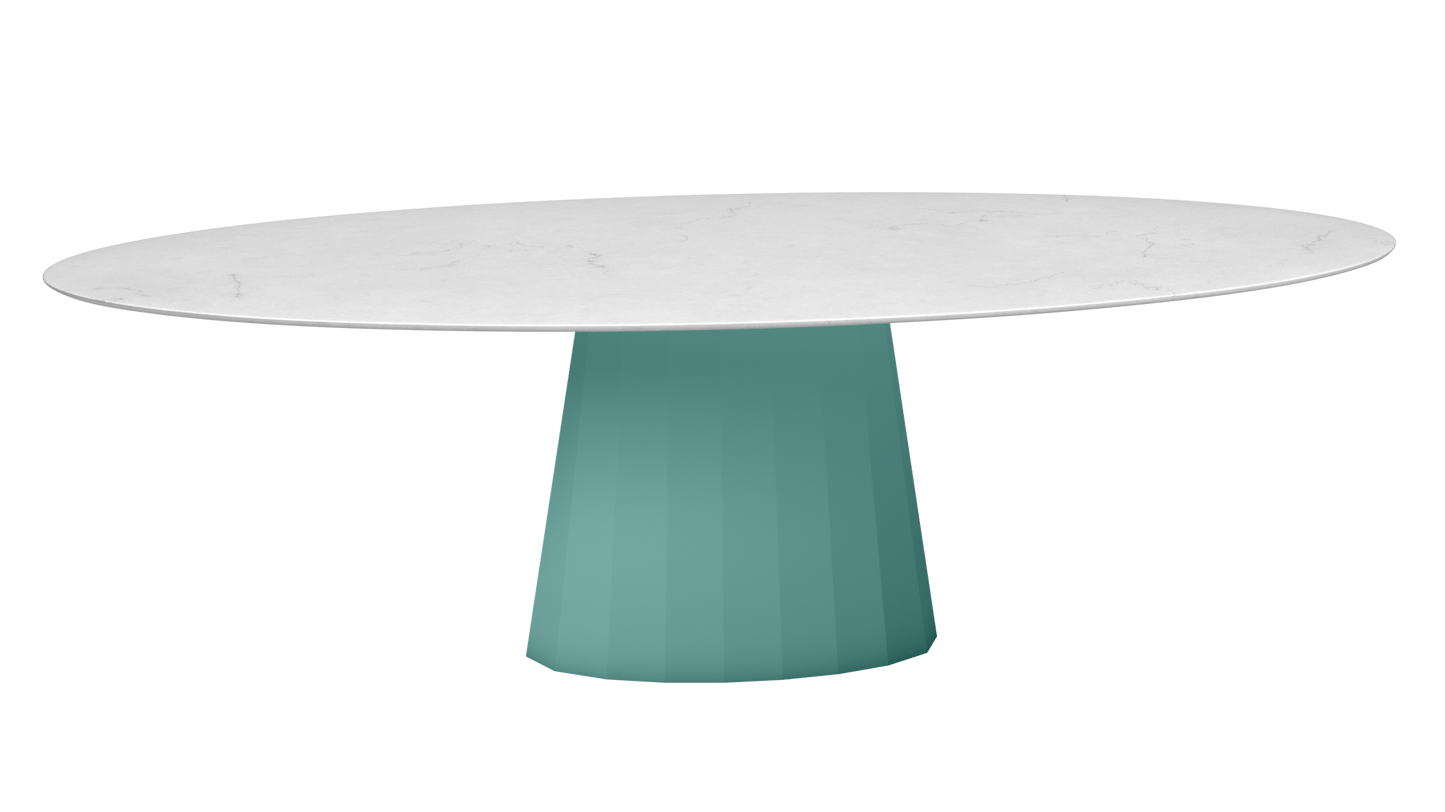 Table ovale en marbre et pied conique en métal Ankara - MATIERE GRISE - La Maison MilanaiseANKARACARRARE49Celadon 006200cmx100cmxH75.6cm