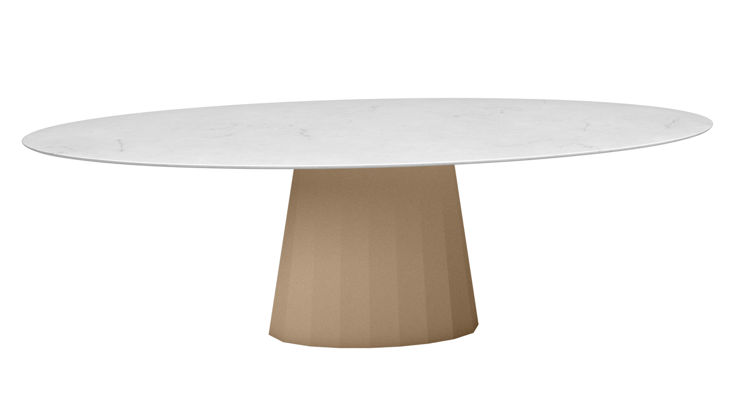 Table ovale en marbre et pied conique en métal Ankara - MATIERE GRISE - La Maison MilanaiseANKARACARRARE21Sable 018200cmx100cmxH75.6cm