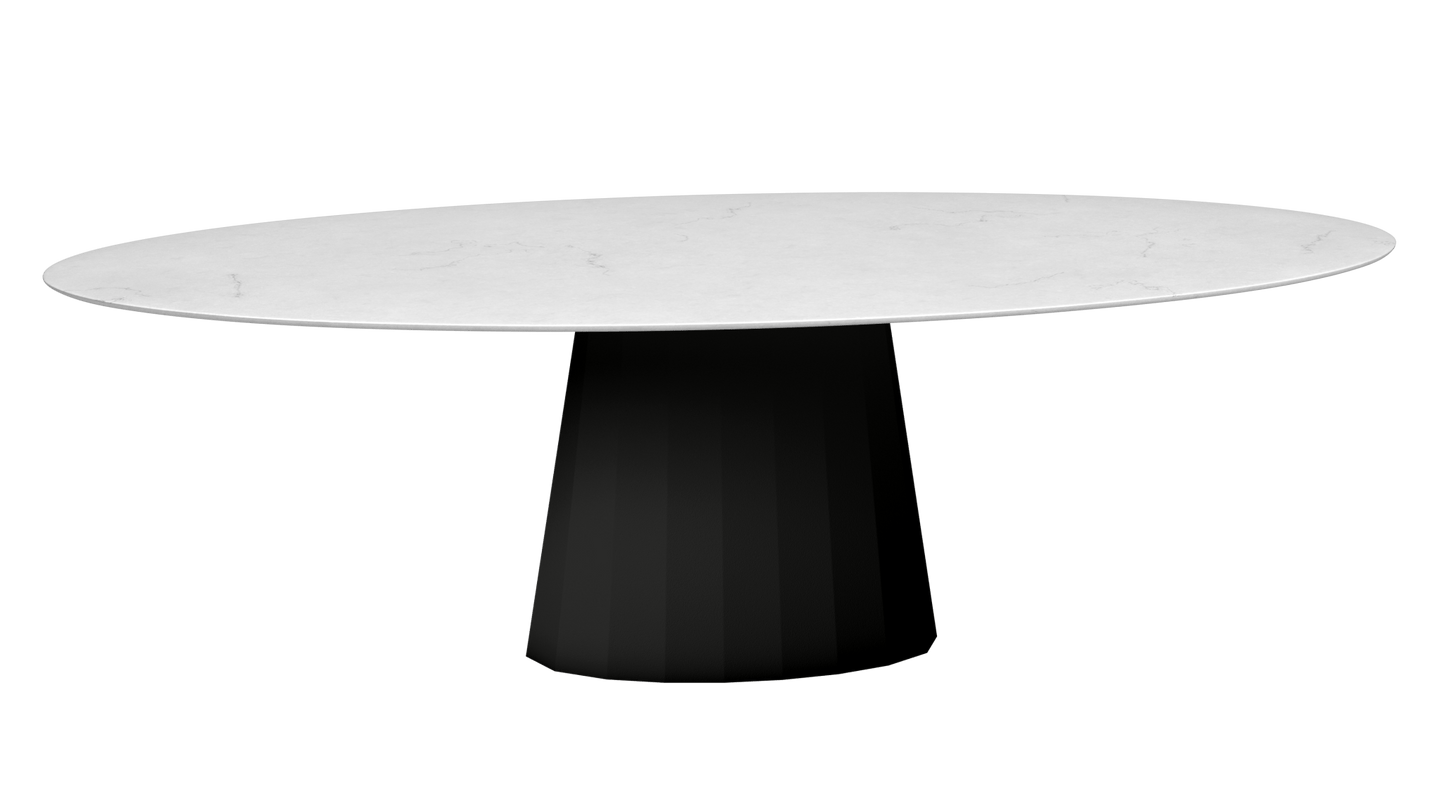 Table ovale en marbre et pied conique en métal Ankara - MATIERE GRISE - La Maison MilanaiseANKARACARRARE11Noir mat 031200cmx100cmxH75.6cm