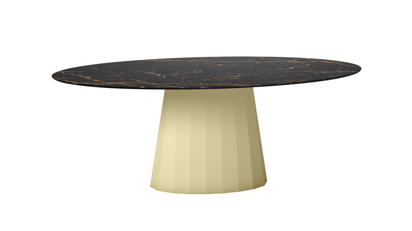 Table ovale en marbre et pied conique en métal Ankara - MATIERE GRISE - La Maison MilanaiseANKARASTLAURENTOVALE69Champagne 231200cmx100cmxH75.6cm