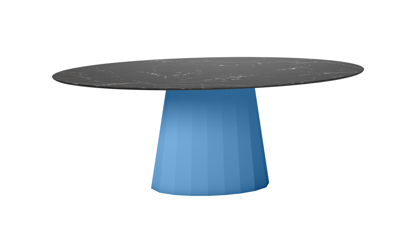 Table ovale en marbre et pied conique en métal Ankara - MATIERE GRISE - La Maison MilanaiseANKARAMARQUINAOVALE45Azur 111200cmx100cmxH75.6cm