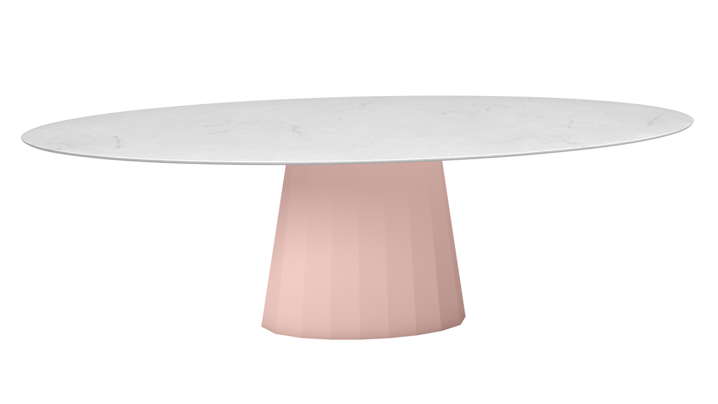 Table ovale en marbre et pied conique en métal Ankara - MATIERE GRISE - La Maison MilanaiseANKARACARRARE27Baby pink 162200cmx100cmxH75.6cm