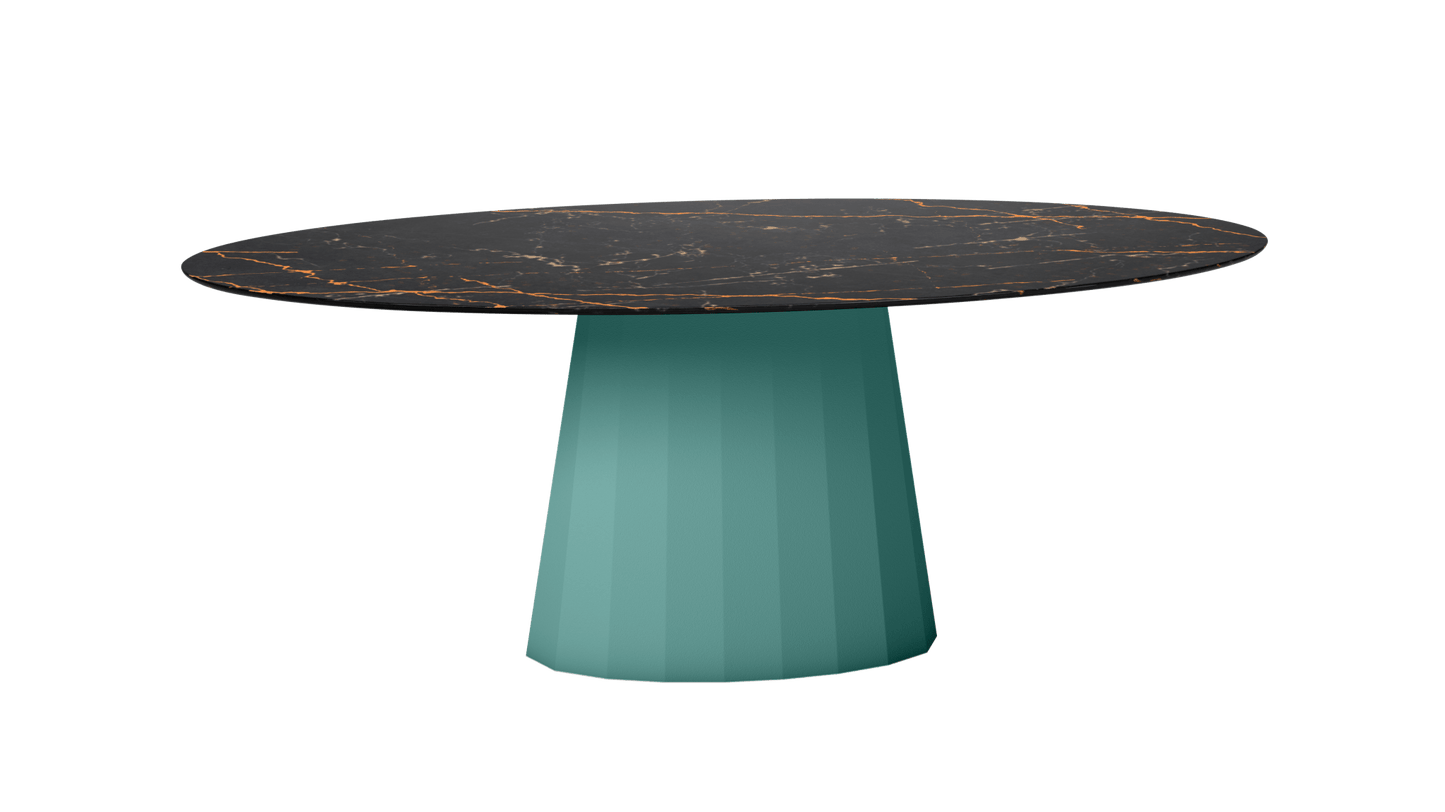 Table ovale en marbre et pied conique en métal Ankara - MATIERE GRISE - La Maison MilanaiseANKARASTLAURENTOVALE49Celadon 006200cmx100cmxH75.6cm