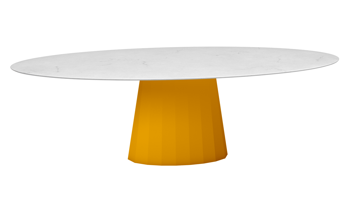 Table ovale en marbre et pied conique en métal Ankara - MATIERE GRISE - La Maison MilanaiseANKARACARRARE59Safran 131200cmx100cmxH75.6cm