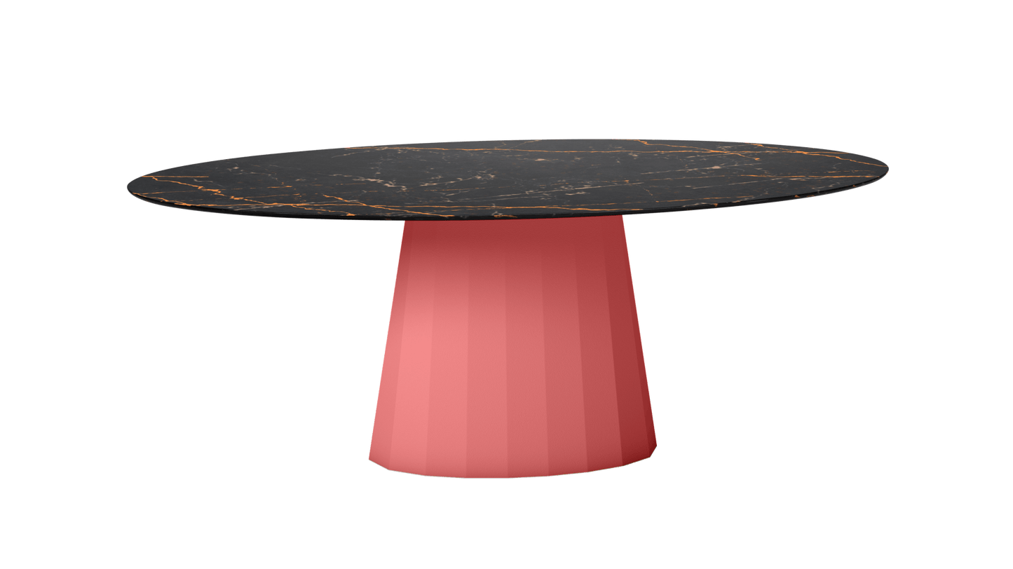 Table ovale en marbre et pied conique en métal Ankara - MATIERE GRISE - La Maison MilanaiseANKARASTLAURENTOVALE29Pink Lady 163200cmx100cmxH75.6cm