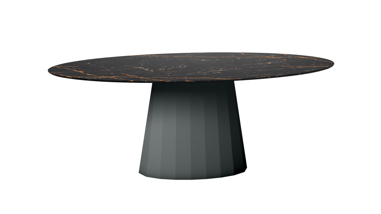 Table ovale en marbre et pied conique en métal Ankara - MATIERE GRISE - La Maison MilanaiseANKARASTLAURENTOVALE7Orage 221200cmx100cmxH75.6cm