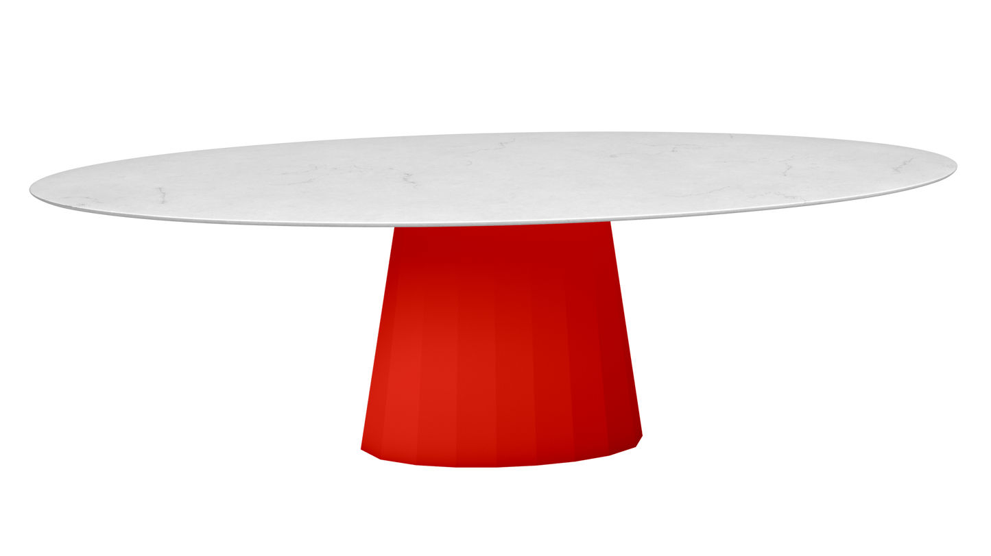Table ovale en marbre et pied conique en métal Ankara - MATIERE GRISE - La Maison MilanaiseANKARACARRARE31Corail 032200cmx100cmxH75.6cm