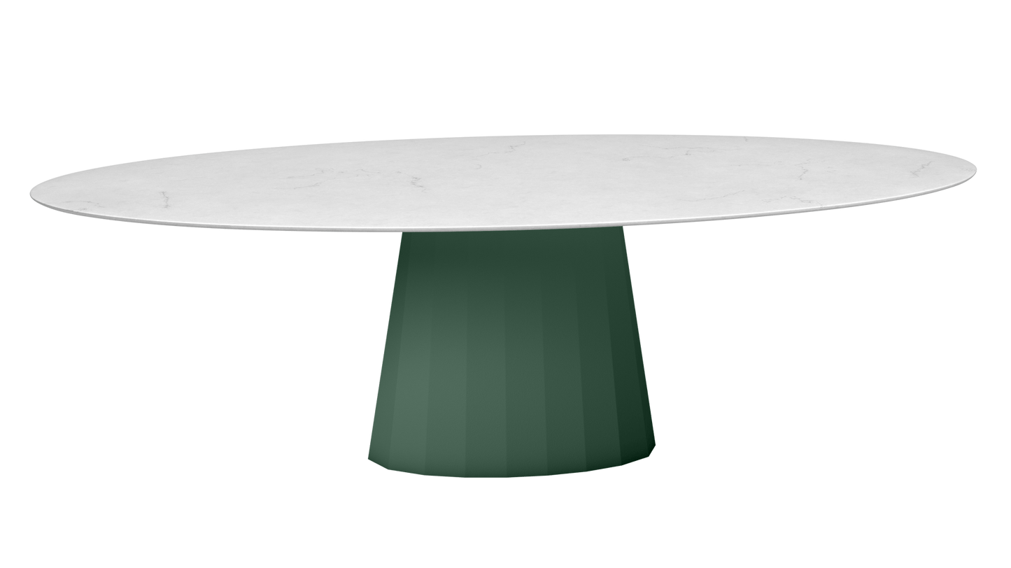 Table ovale en marbre et pied conique en métal Ankara - MATIERE GRISE - La Maison MilanaiseANKARACARRARE17Olive 121200cmx100cmxH75.6cm