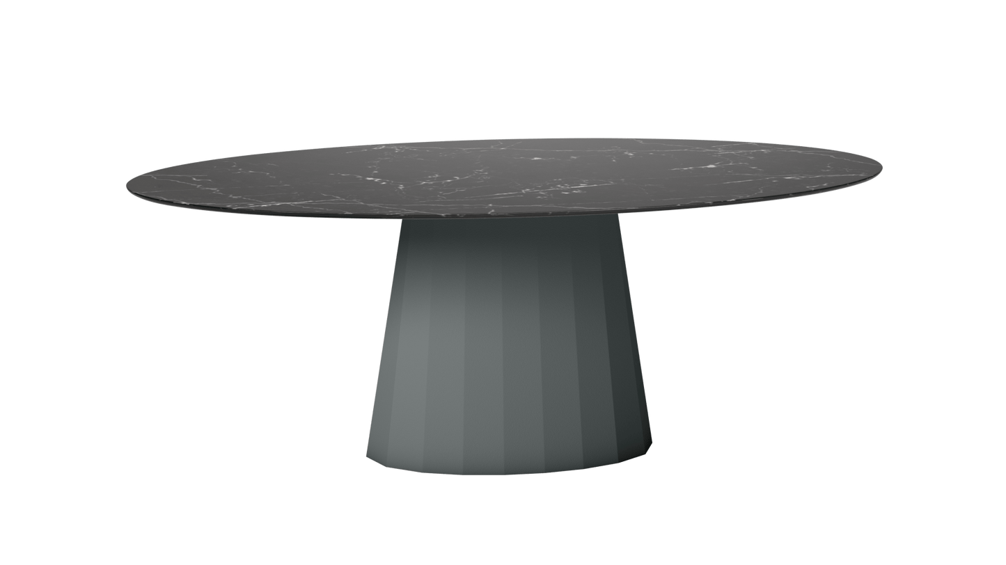 Table ovale en marbre et pied conique en métal Ankara - MATIERE GRISE - La Maison MilanaiseANKARAMARQUINAOVALE7Orage 221200cmx100cmxH75.6cm