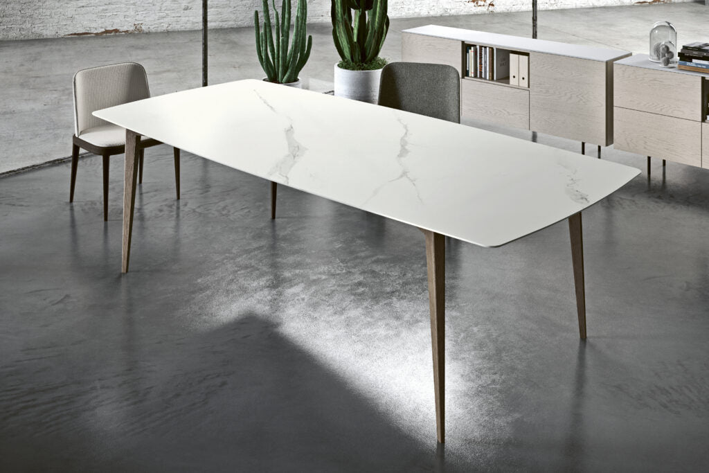 Table PRADO – Plateau curvé Marbre Blanc – IMPÉRIAL LINE - La Maison MilanaisePRADO - 1200x120cm