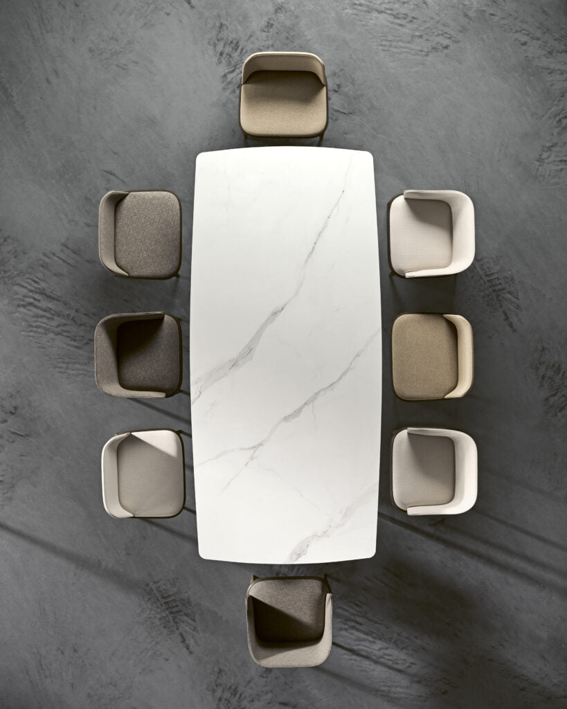 Table PRADO – Plateau curvé Marbre Blanc – IMPÉRIAL LINE - La Maison MilanaisePRADO - 1200x120cm