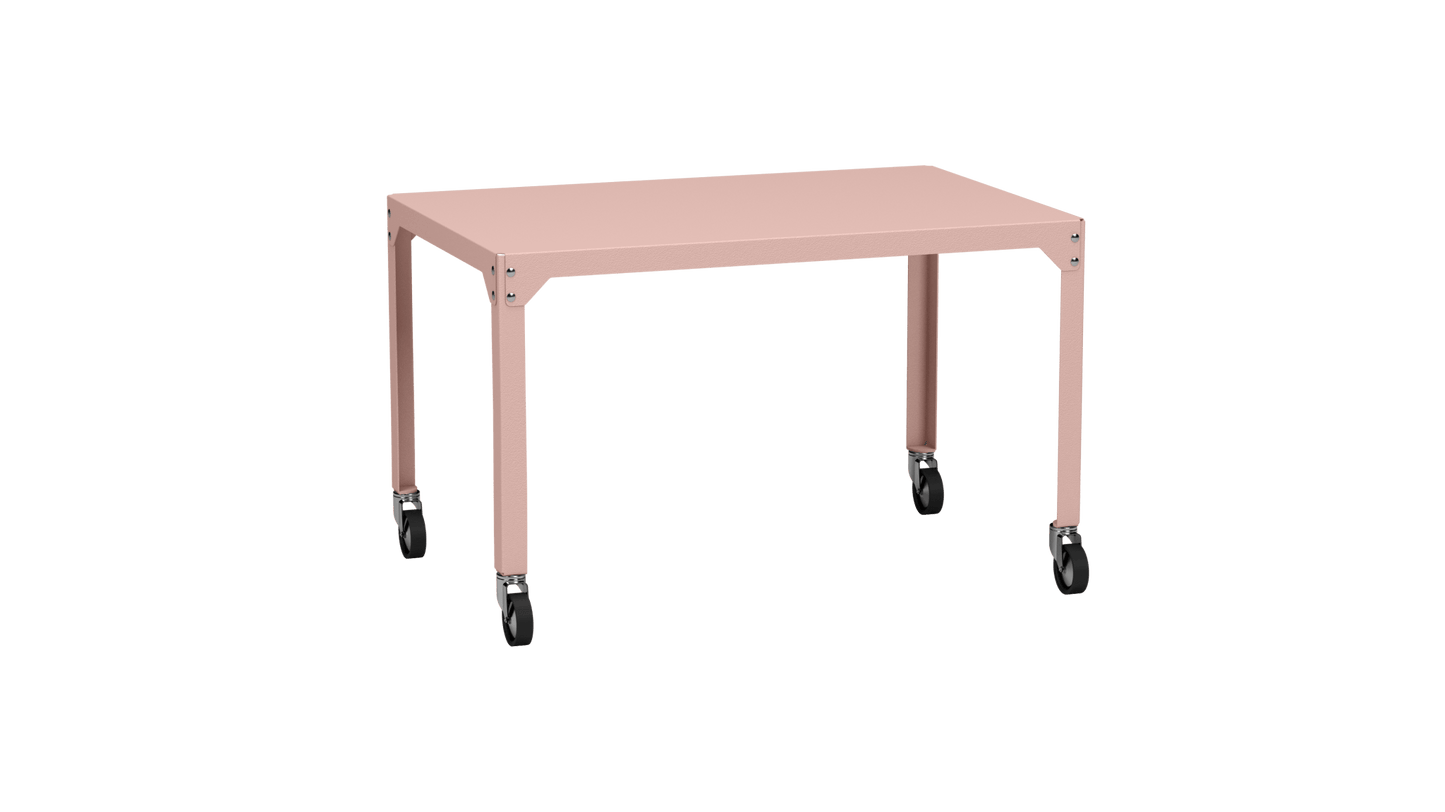 Table rectangulaire en acier galvanisé 121x79cm Hegoa - MATIERE GRISE - La Maison MilanaiseTABLERECTANGLE121HEGOABaby pink 162Avec roulettes