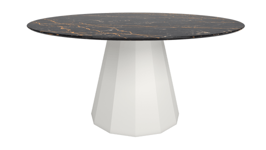 Table ronde marbre avec pied conique en métal Ø150cm Ankara - MATIÈRE GRISE - La Maison MilanaiseANKARARONDE150METALSTLAURENTBlanc 001