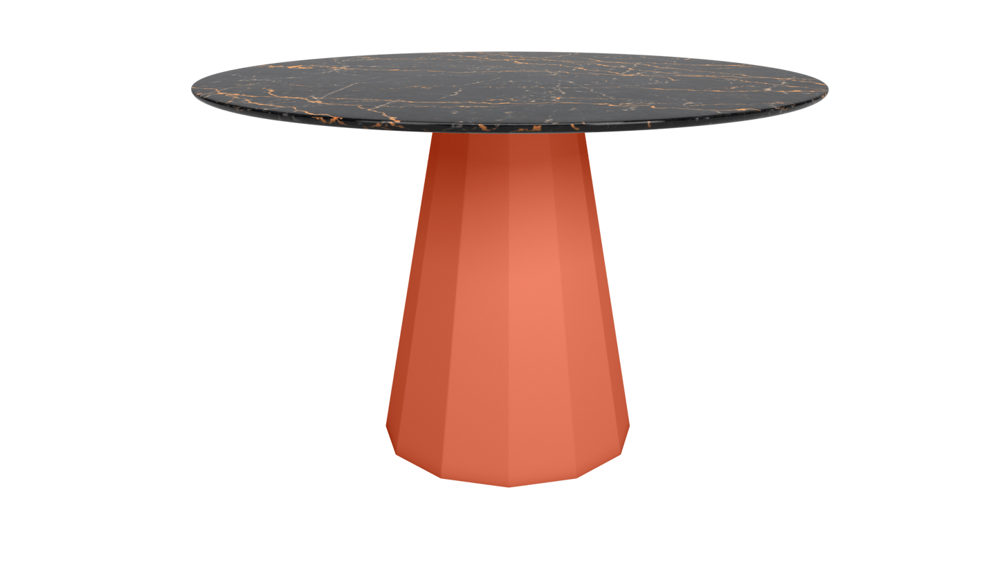 Table ronde marbre avec pied conique en métal Ø80cm ou Ø120cm Ankara - MATIÈRE GRISE - La Maison MilanaiseANKARARONDEMETALSTLAURENTOrange givré 144Ø80cm