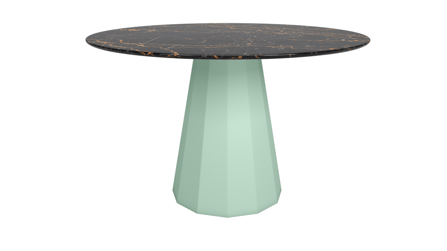 Table ronde marbre avec pied conique en métal Ø80cm ou Ø120cm Ankara - MATIÈRE GRISE - La Maison MilanaiseANKARARONDEMETALSTLAURENTVert d'eau 120Ø80cm