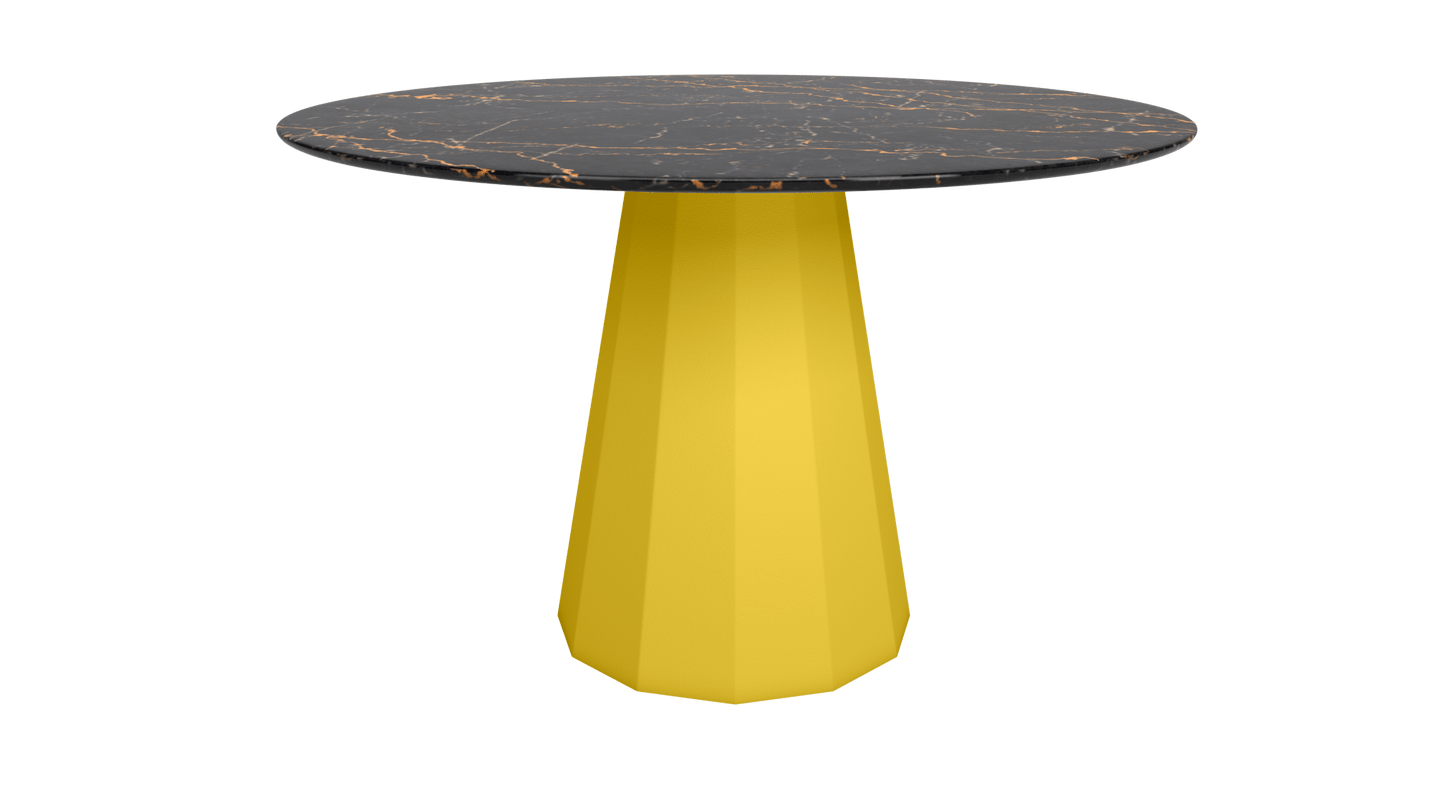Table ronde marbre avec pied conique en métal Ø80cm ou Ø120cm Ankara - MATIÈRE GRISE - La Maison MilanaiseANKARARONDEMETALSTLAURENTPoussin 014Ø80cm