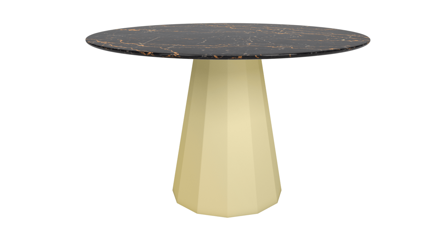 Table ronde marbre avec pied conique en métal Ø80cm ou Ø120cm Ankara - MATIÈRE GRISE - La Maison MilanaiseANKARARONDEMETALSTLAURENTChampagne 231Ø80cm