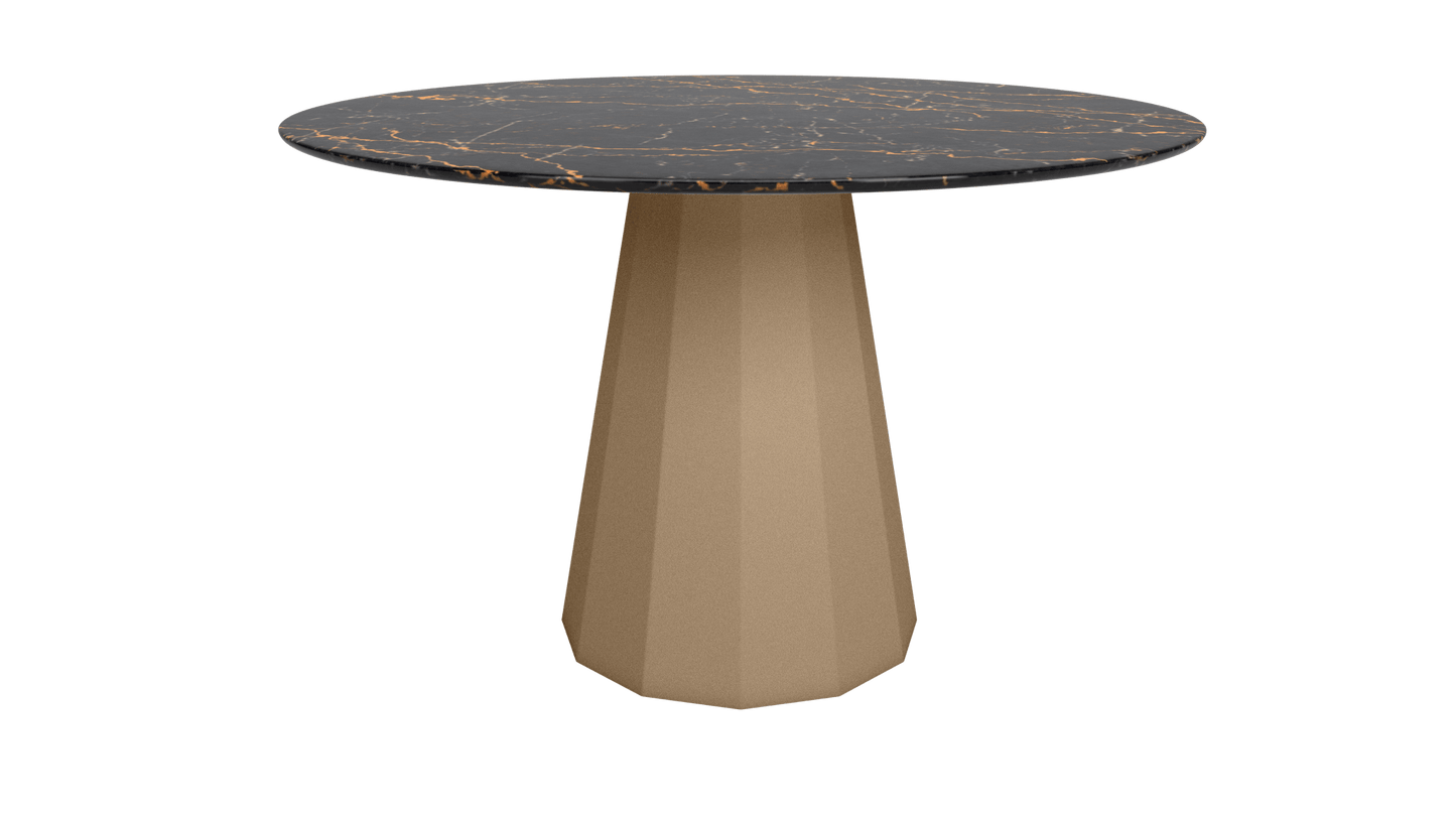 Table ronde marbre avec pied conique en métal Ø80cm ou Ø120cm Ankara - MATIÈRE GRISE - La Maison MilanaiseANKARARONDEMETALSTLAURENTSable 018Ø80cm