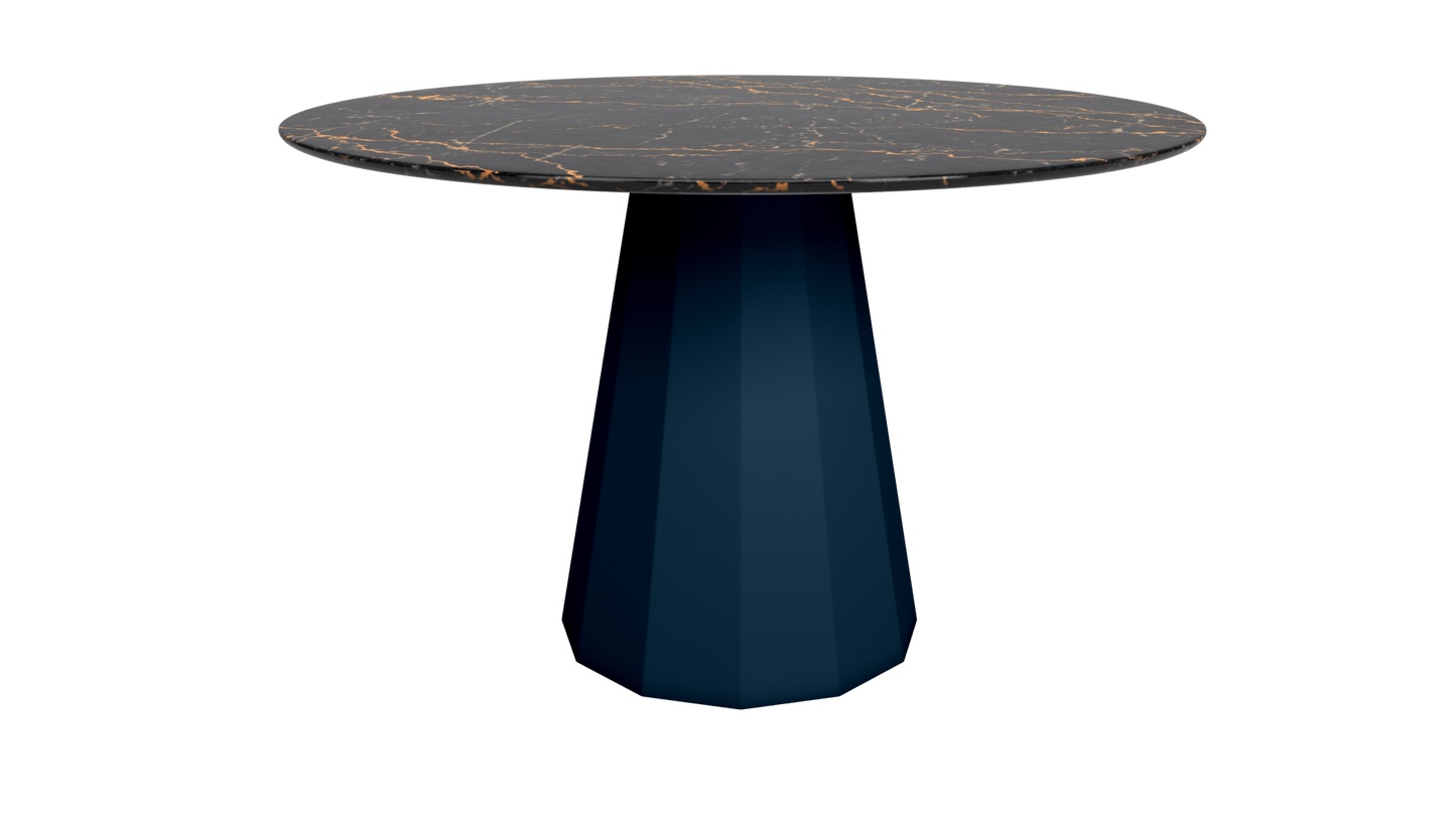 Table ronde marbre avec pied conique en métal Ø80cm ou Ø120cm Ankara - MATIÈRE GRISE - La Maison MilanaiseANKARARONDEMETALSTLAURENTDenim 007Ø80cm