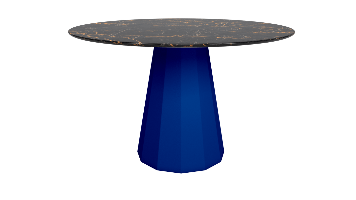 Table ronde marbre avec pied conique en métal Ø80cm ou Ø120cm Ankara - MATIÈRE GRISE - La Maison MilanaiseANKARARONDEMETALSTLAURENTBleu pur 112Ø80cm