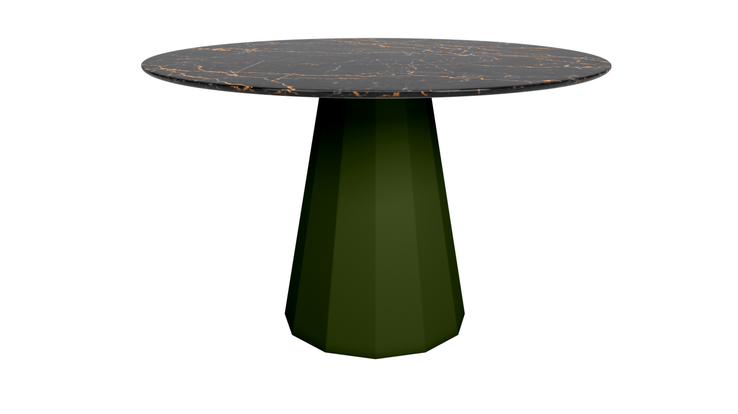 Table ronde marbre avec pied conique en métal Ø80cm ou Ø120cm Ankara - MATIÈRE GRISE - La Maison MilanaiseANKARARONDEMETALSTLAURENTKaki 122Ø80cm
